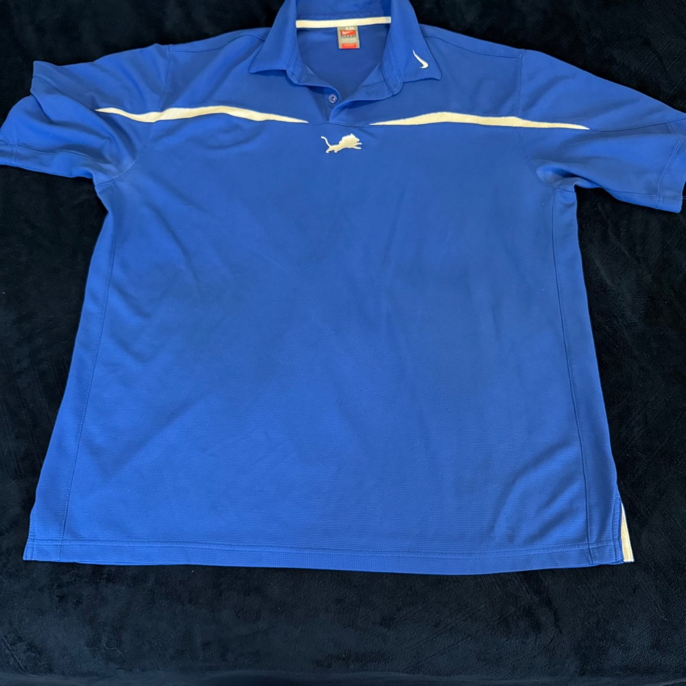 Nike Team Fit Dry Blue Lion Embroidered Polo Shirt Mens XXL Short Sleeve Golf
